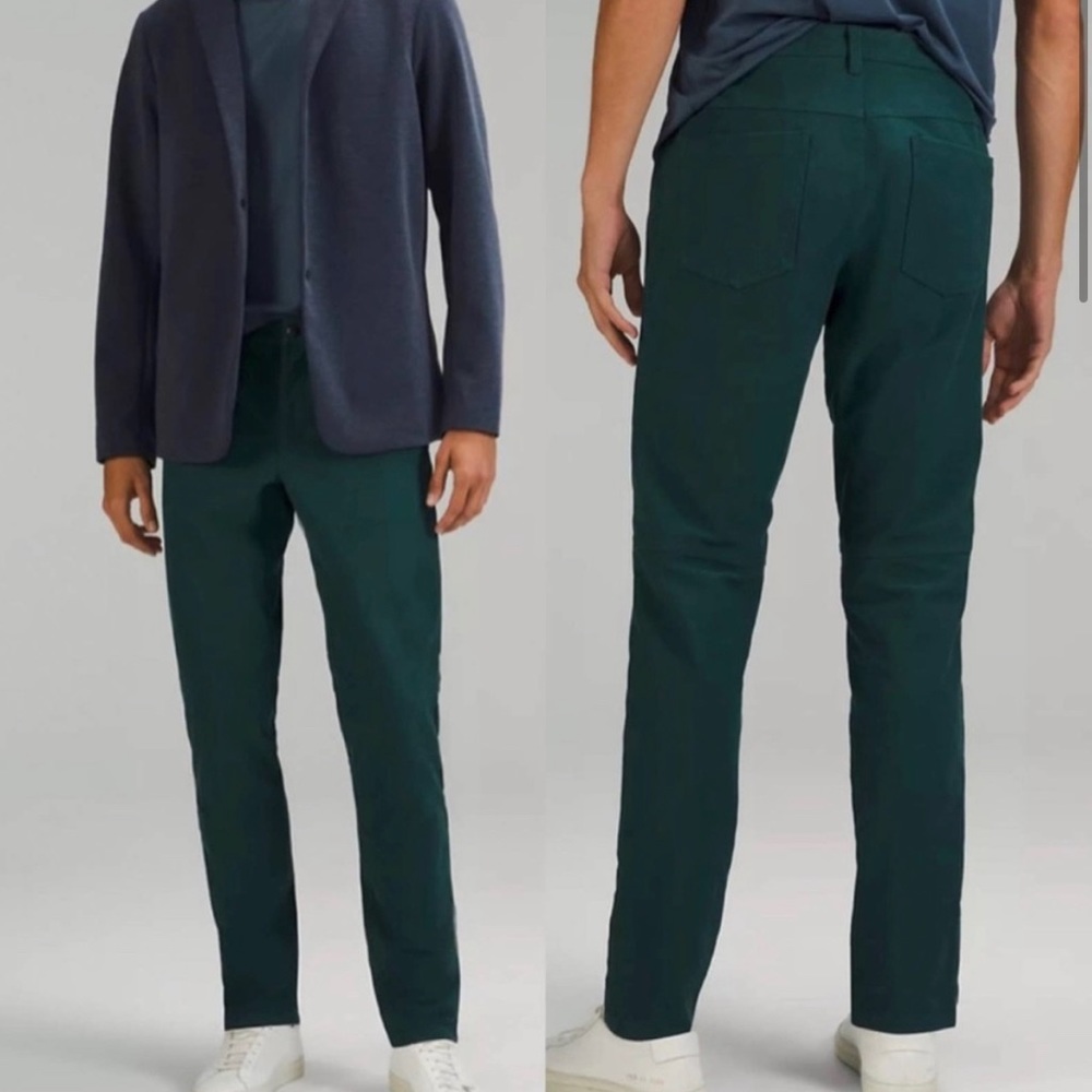 Lululemon men's Green Jasper Slim-Fit 5 Pocket Pant 32"L